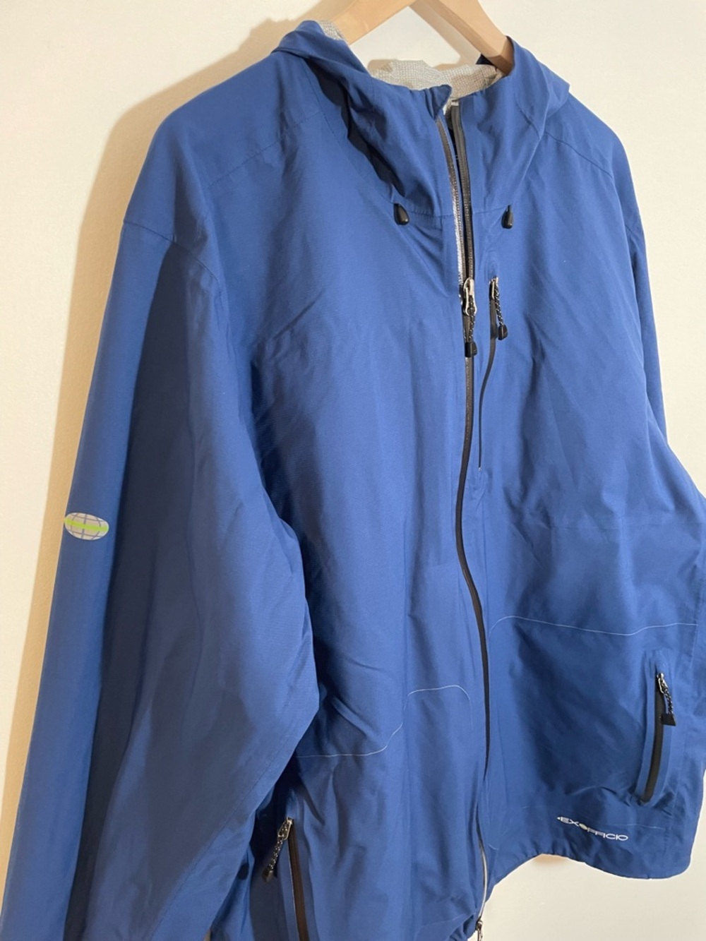 ExOfficio Rain Logic Hooded Jacket Mens XL Blue Waterproof Breathable Outdoors - Picture 3 of 13